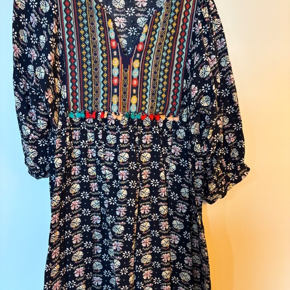 Ladies Umgee Medium tunic dress multi coloured embroidery tassels travel boho - Picture 5 of 12
